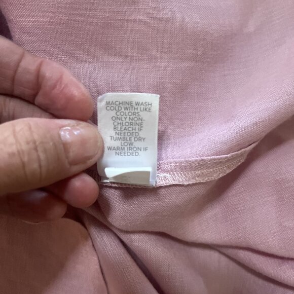 J. Jill Women's Love Linen Size M Pink Dress Shirt Button Front Long Sleeves - Picture 10 of 11